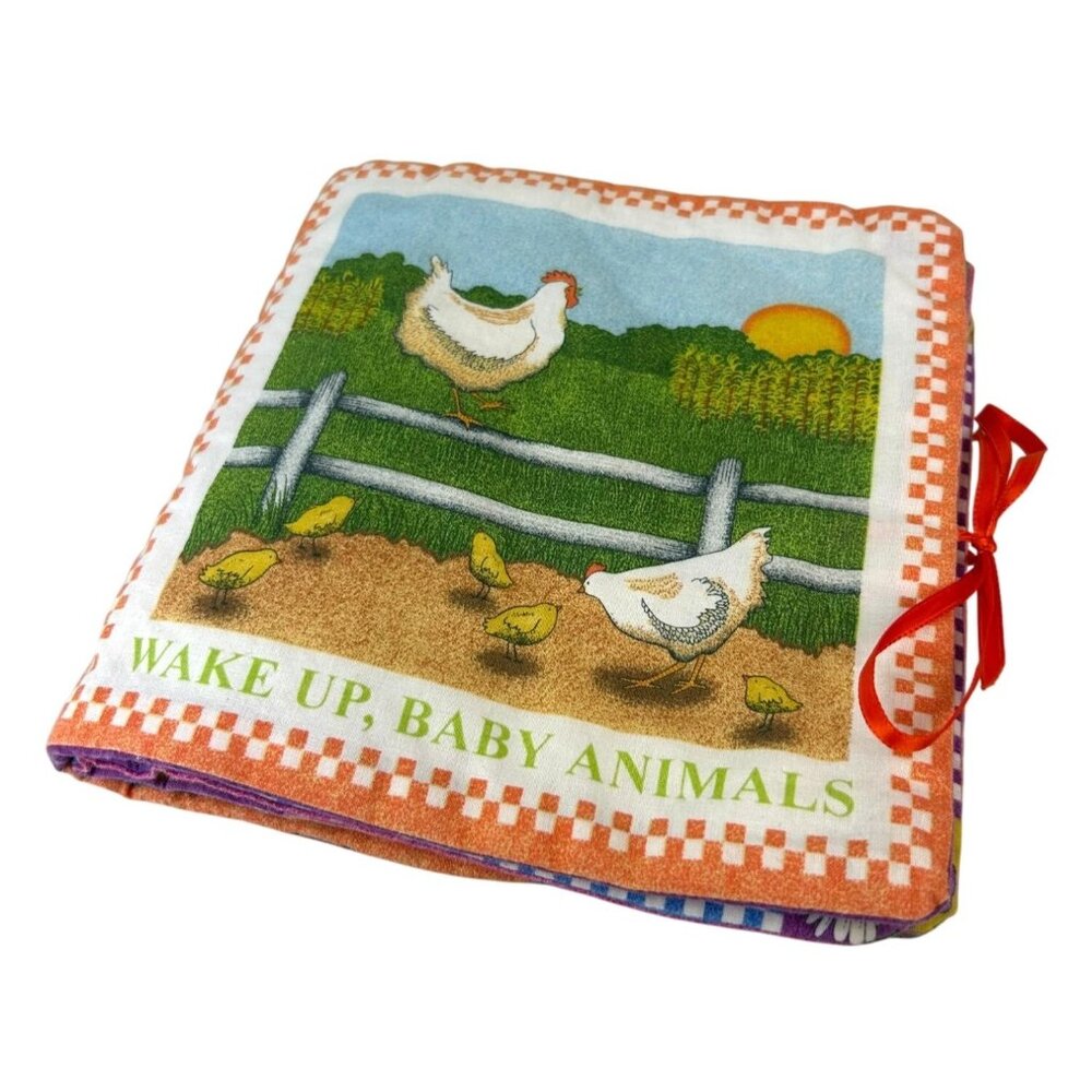 Soft Baby Book Wake Up, Baby Animals Fabric Farm Country Sewn Hand Crafted Toy
